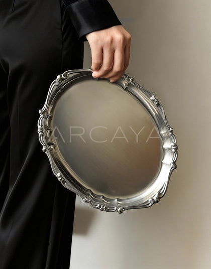 Italian Baroque Stainless Steel Dessert Tray - scene