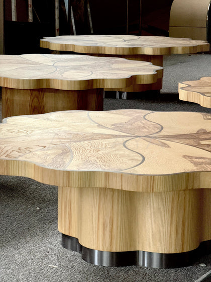 Lotus Leaf Solid Wood Coffee Table - scene