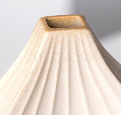 Handmade Ribbed Plain White Ceramic Vase - scene