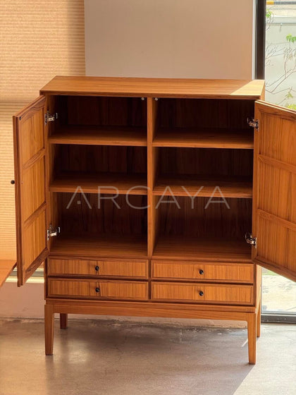 Burmese Teak Tea Room Two Door Cabinet - scene