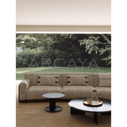 Italian Leather Fabric Minimalist Sofa - scene
