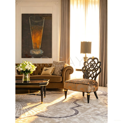 Gilded Brocade Wood Carved Oriental Chair - scene