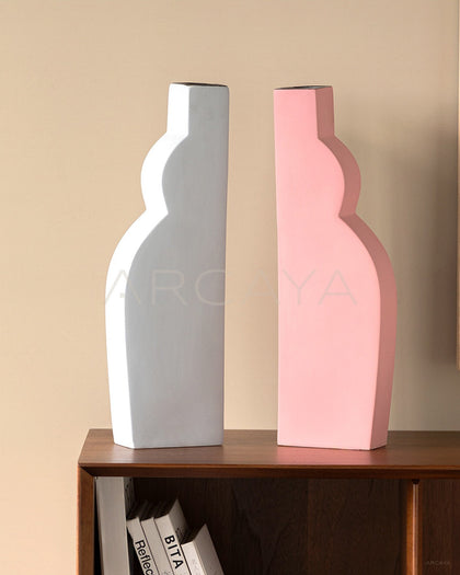 Abstract Curve Matte Ceramic Vase - scene