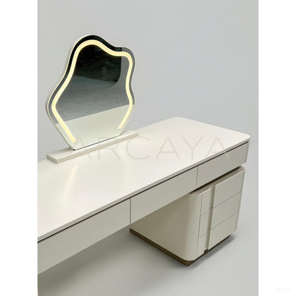 Cream Lighted Vanity Table - scene