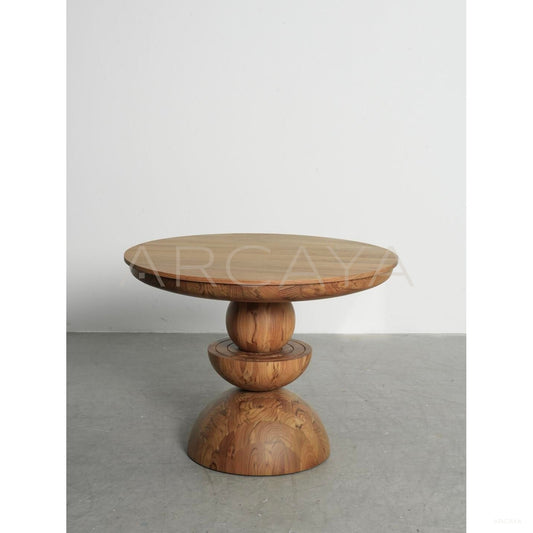 Burmese Teak Patchwork Round Table - scene
