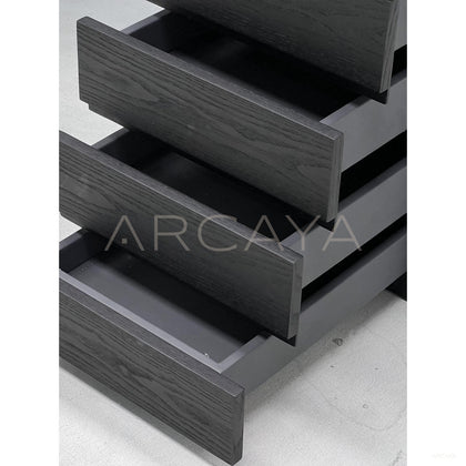 Smoked Wood Wing Frame Glass Multi Drawer Desk - scene