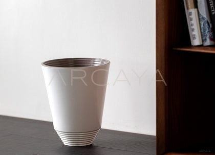 Matte White Swirl Cone Ceramic Vase - scene
