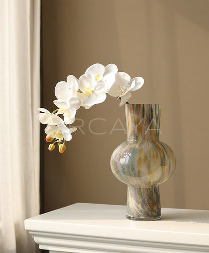 Mid Century Tall Glass Peony Vase - scene