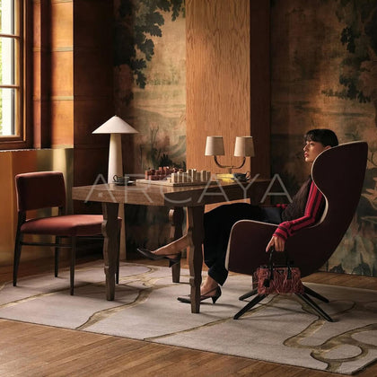 Mid Century Dark Textured Rug - scene
