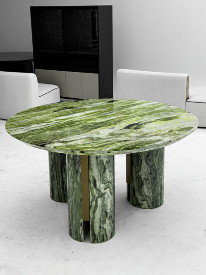 Natural Green Stone Round Dining Table - scene