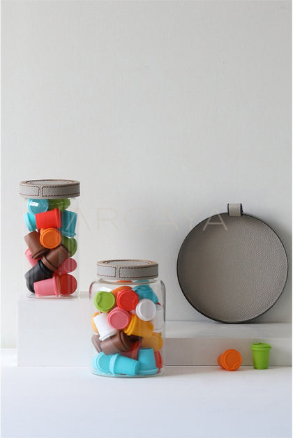 Leather Wrapped Glass Storage Jar - scene