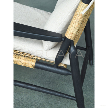 Oak Light Brushed Rattan Armchair - scene