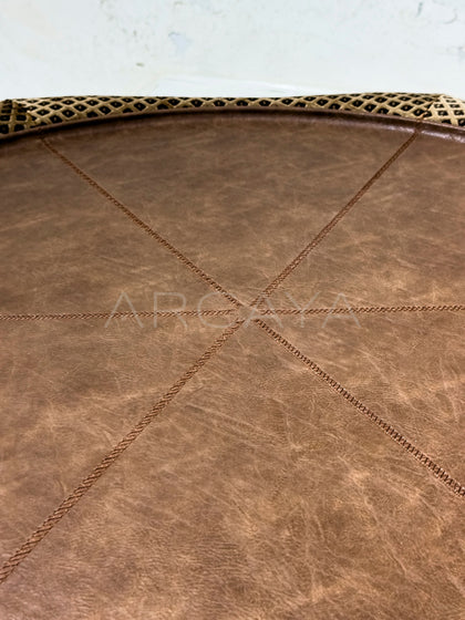 Leather Plaid Fabric Coffee Table - detail