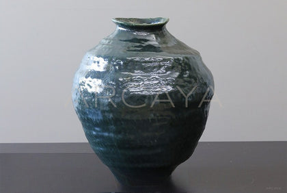 Wabi Sabi Round Belly Ceramic Jar Vase - scene