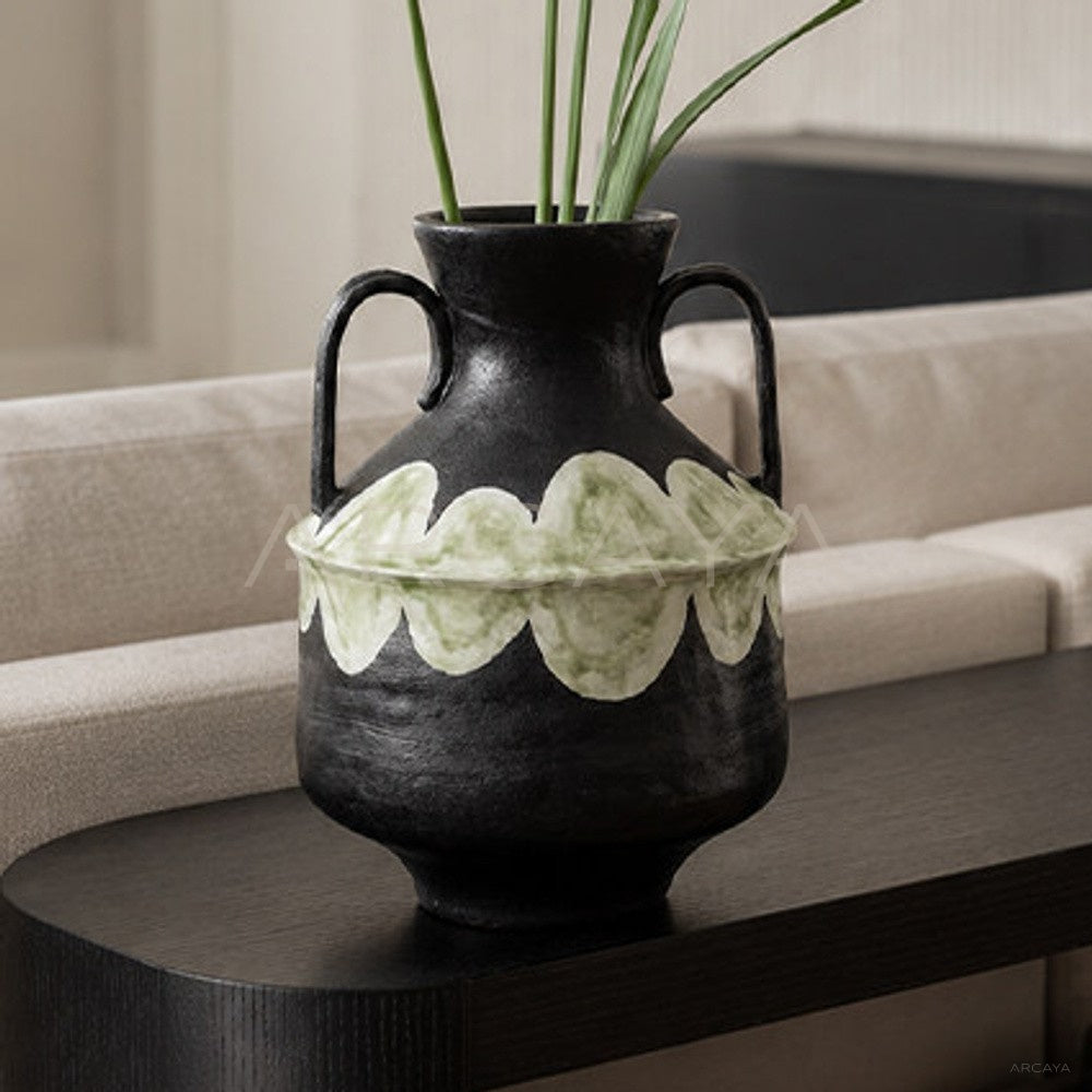 Dadan Double Ear Vintage Stoneware Vase - main