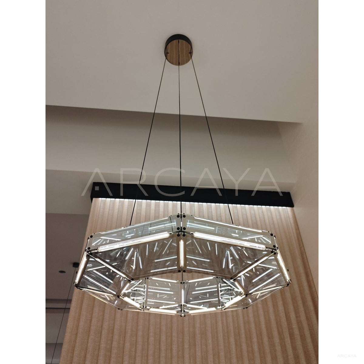Octagonal Prism Halo Single Ring Pendant Light 80723 in detail