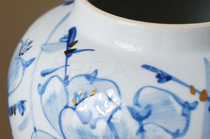 Jingdezhen Blue White Floor Jar Vase - scene