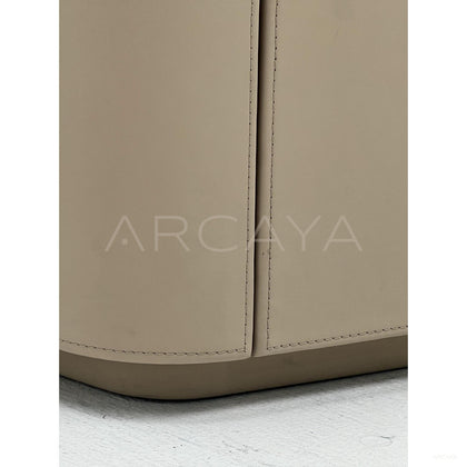 Nappa Leather Curved Milk Coffee Sideboard - scene