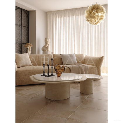 Marble Travertine Nesting Coffee Table - scene