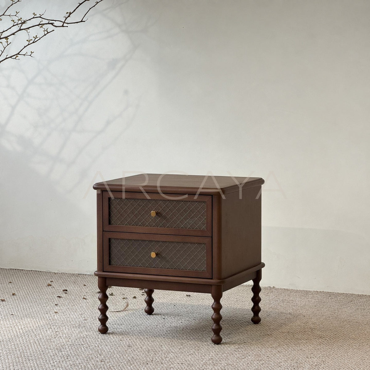 Walnut Mid Century French Nightstand - main