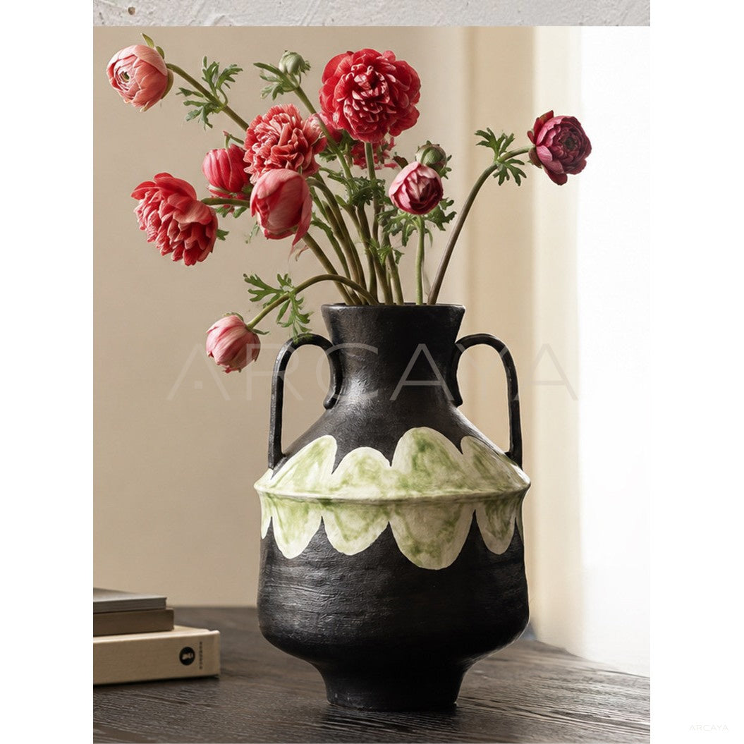 Stoneware Double Ear Vase Hotel in detail