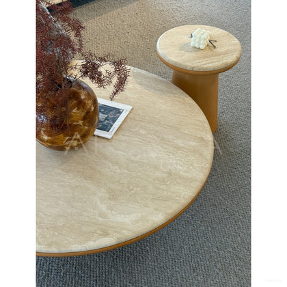 Natural Travertine Coffee Table Living Room - scene