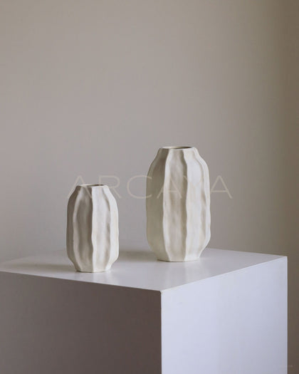 Wabi Sabi White Ceramic Vase - scene