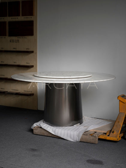 Round Dining Table With Lazy Susan - scene