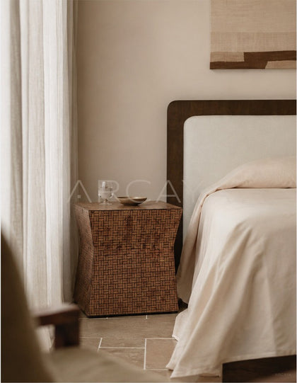 Handwoven Square Side Table - scene