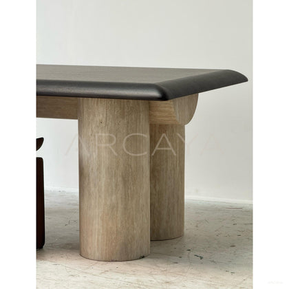 Custom Travertine Wood Dining Table - scene