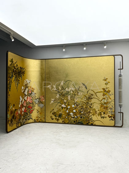 Gold Leaf Floral Folding Screen - scene