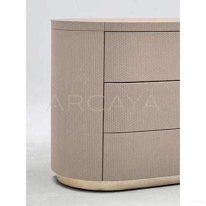 Woven Leather Matte Gold Chest Of Drawers - scene