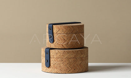 Natural Cork Woven Jewelry Storage Box - scene