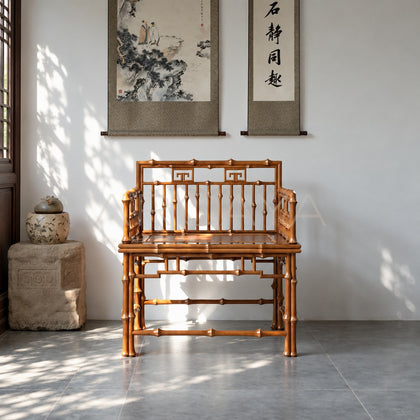 Fretwork Low Back Bamboo Armchair - scene