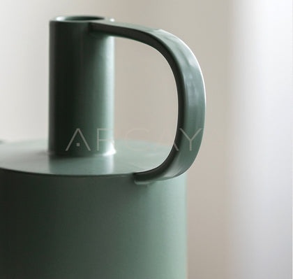 Minimalist Geometric Dark Green Ceramic Vase - scene