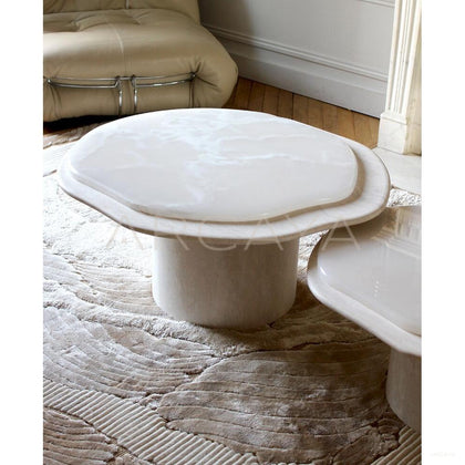 Aston Super White Travertine Piece — Coffee Table - scene