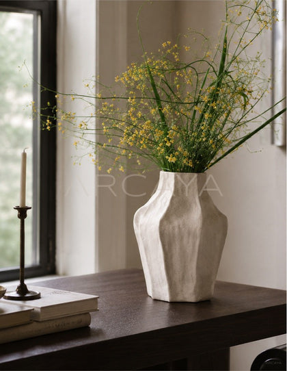 Handmade Irregular Plain White Vase Dining - scene