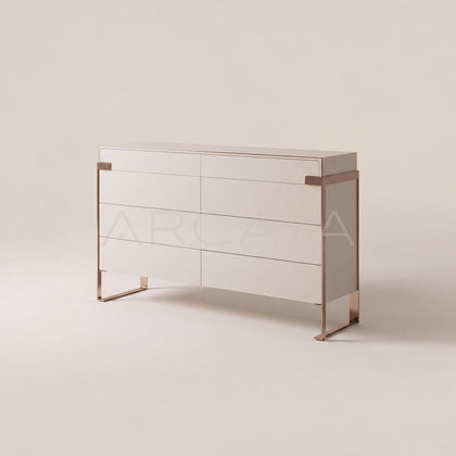 Cream White Eight Drawer Rose Gold Chest - main