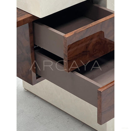 Italian Burl Wood Marble Flip Top Vanity - scene