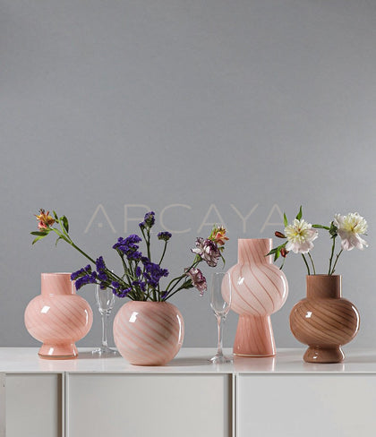 Pink Gourd Tulip Glass Vase - scene