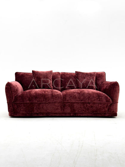 Bean Paste Pink Chenille Sofa - scene