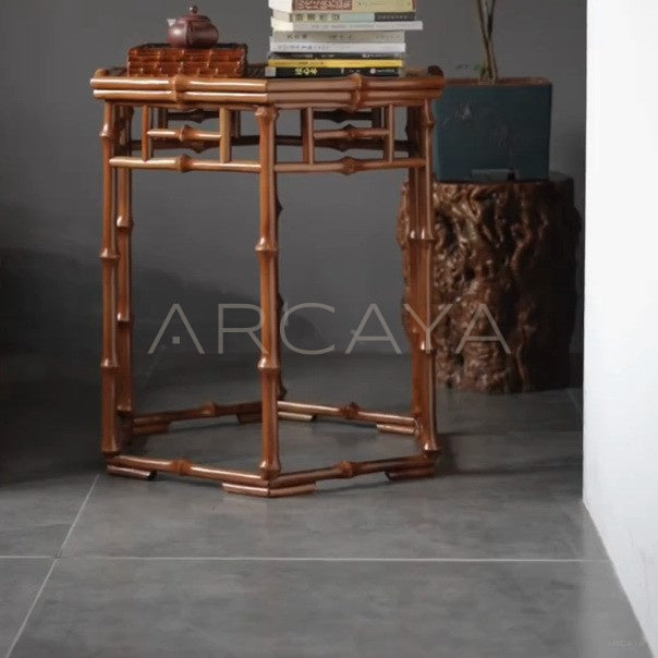 Hexagonal Bamboo Side Table - main