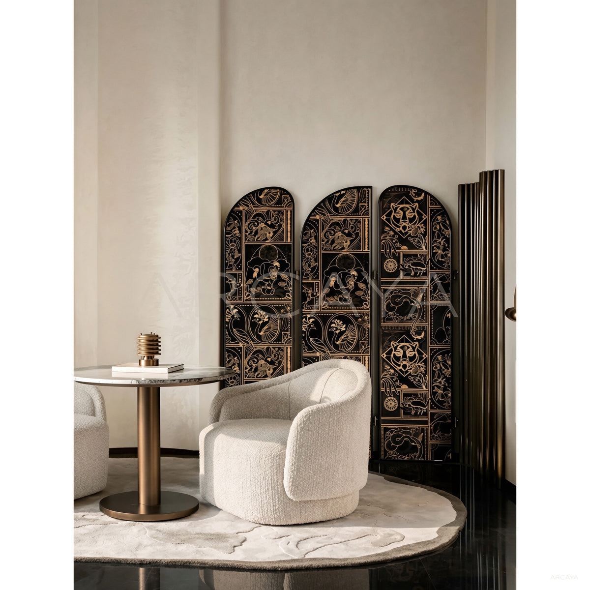 Gilded Zodiac Folding Screen in detail