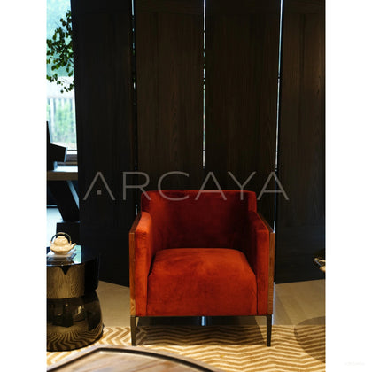 Wine Red Velvet Armchair - scene