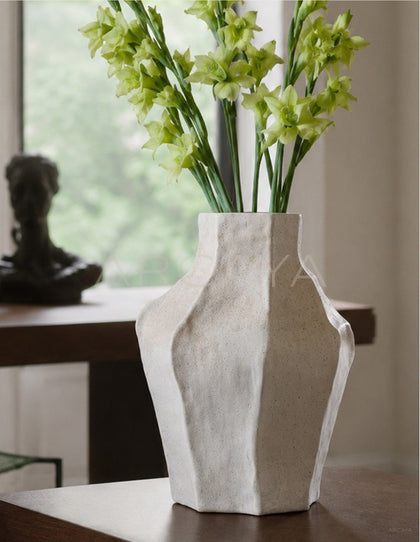 Handmade Irregular Plain White Vase Dining - scene