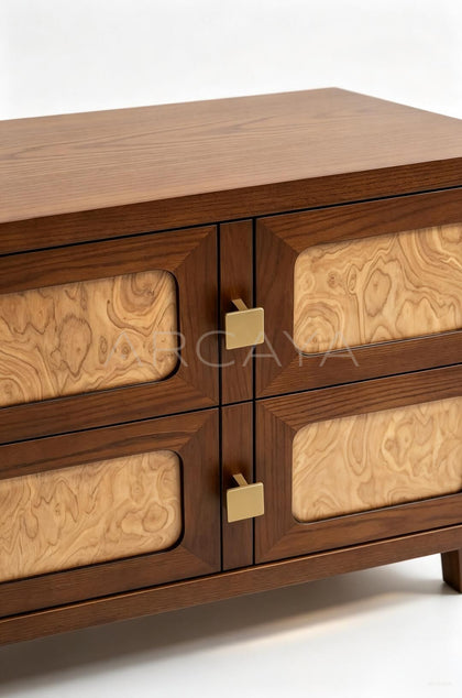 Burl Veneer Nightstand - detail