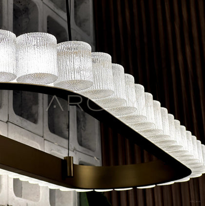 Oval Crystal Tube Gold Ring Linear Pendant Light 80610 - scene