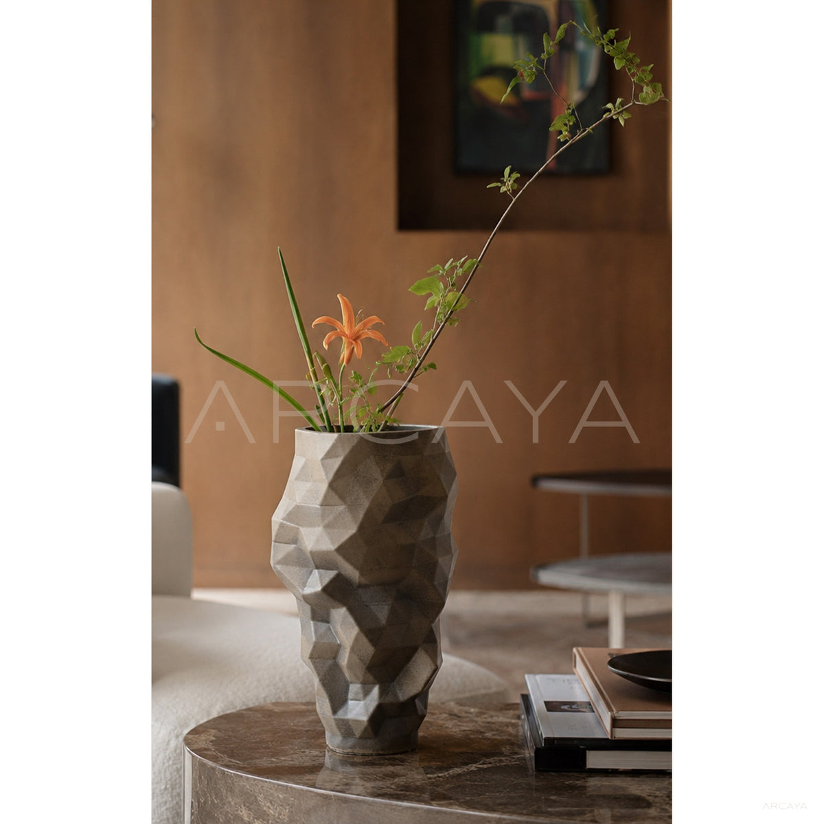 Handmade 3D Angular Ceramic Vase in detail