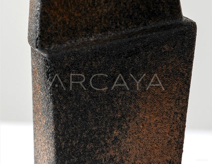 Handmade Offset Geometric Square Ceramic Vase - scene