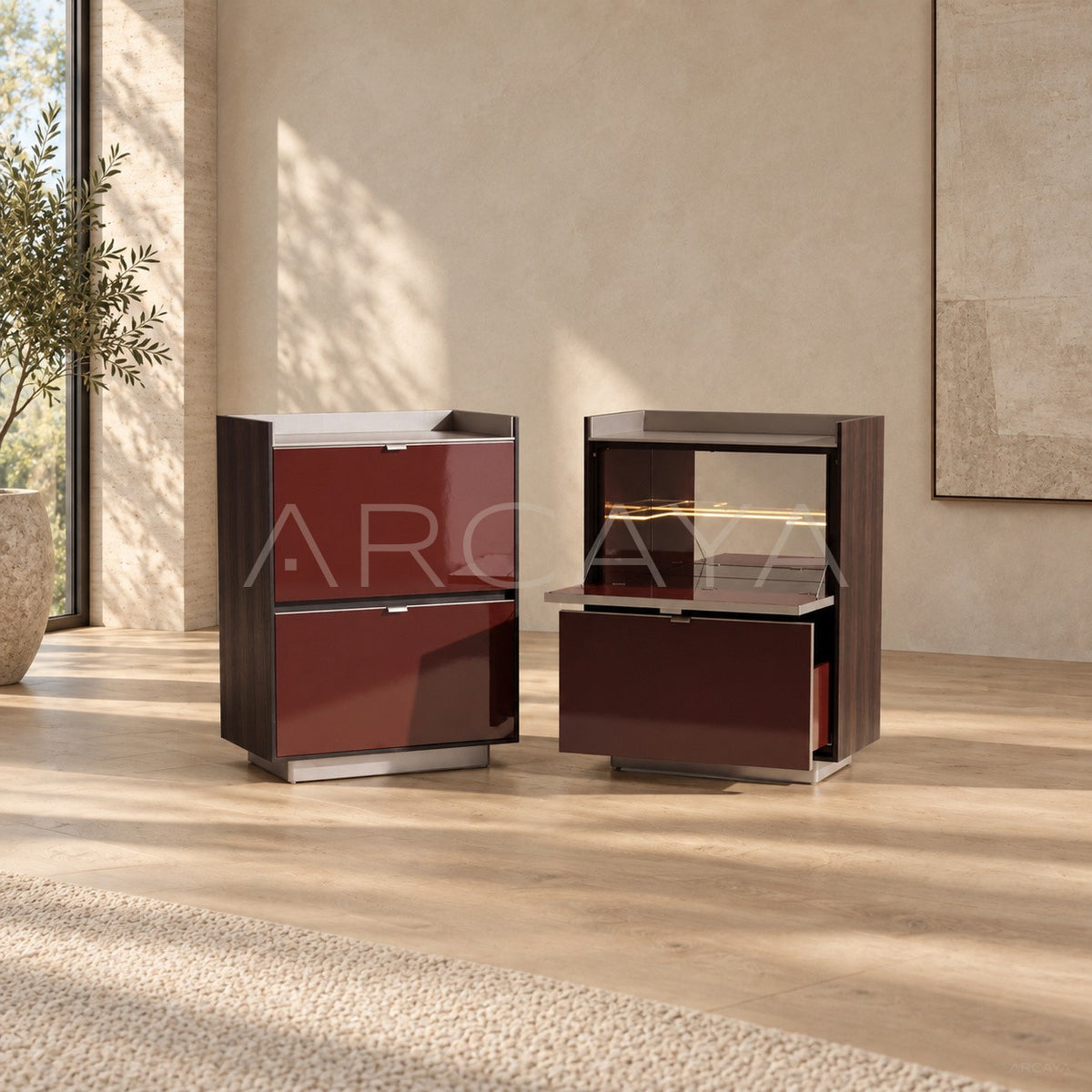 Two Tone Flip Door Sideboard in detail